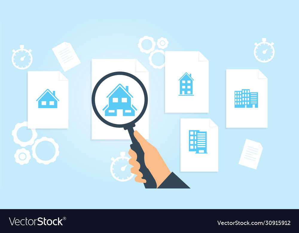 Building file document research vector image Building file document research