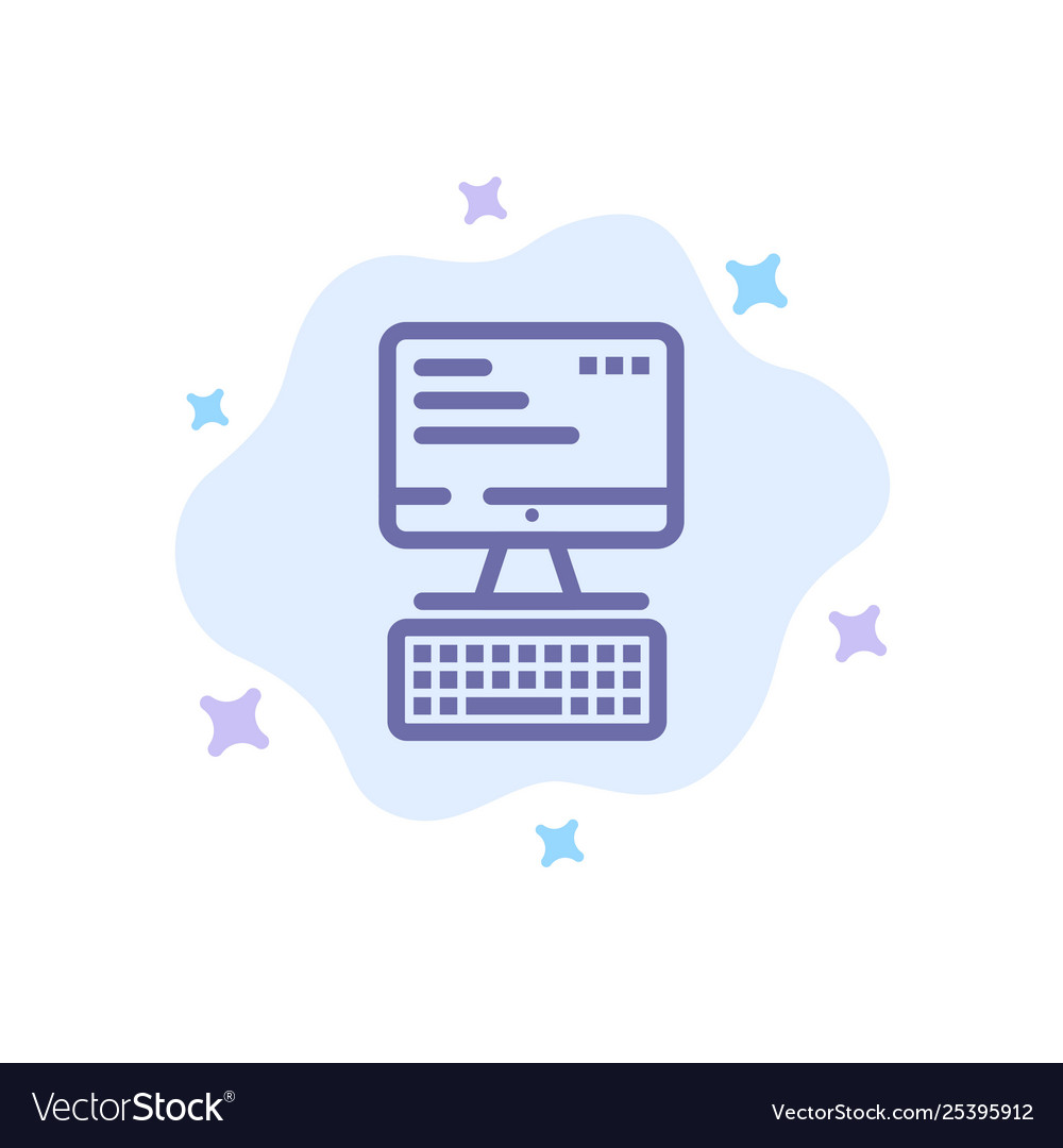 Computer keyboard monitor computing blue icon vector image Computer keyboard monitor computing blue icon