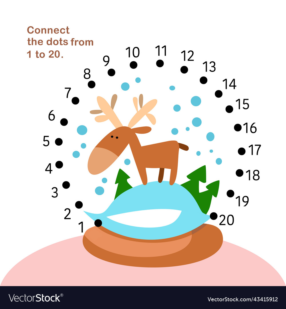 Connect the dots from 1 to 20 educational game Vector Image