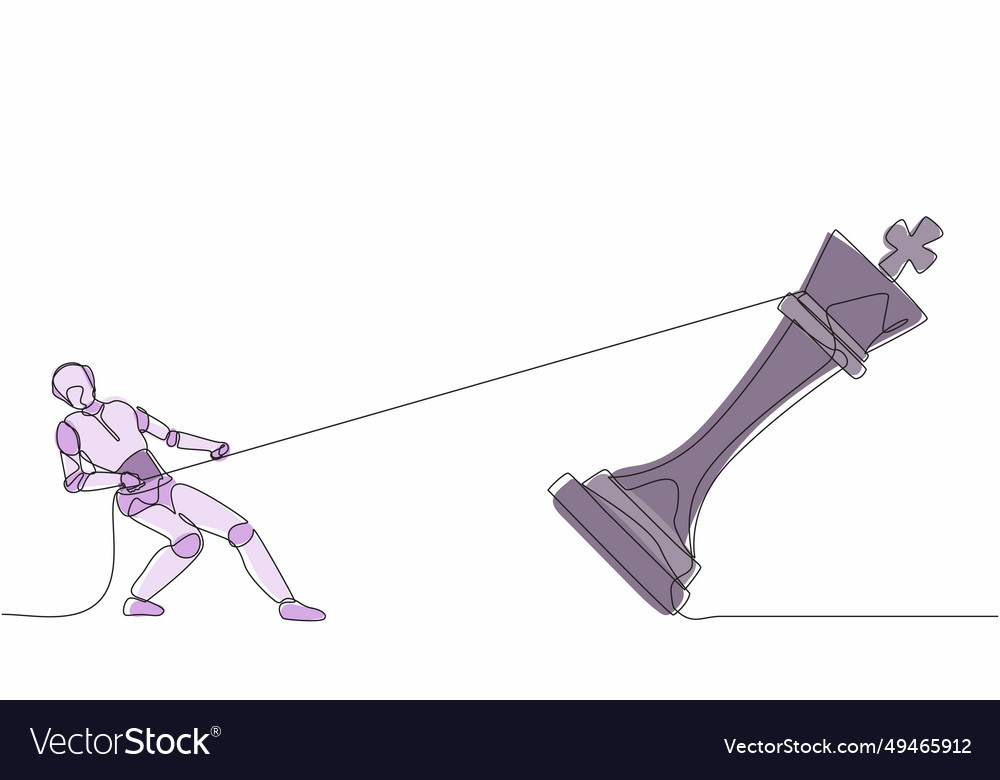 Continuous one line drawing robots standing