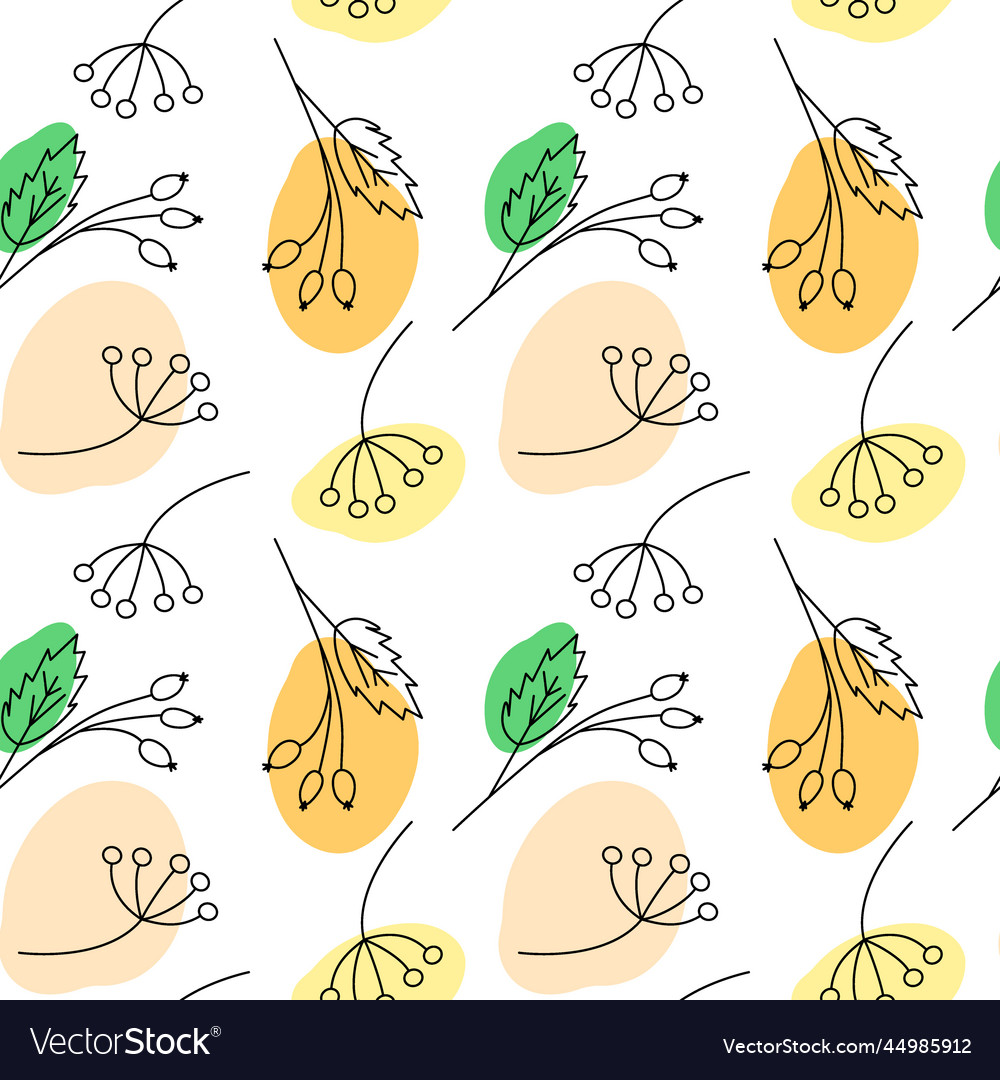 Endless pattern from outline branches with spots vector image Endless pattern from outline branches with spots