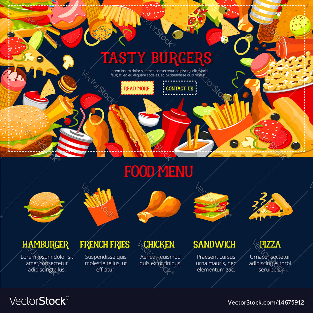 Landing page template fast food web site Vector Image