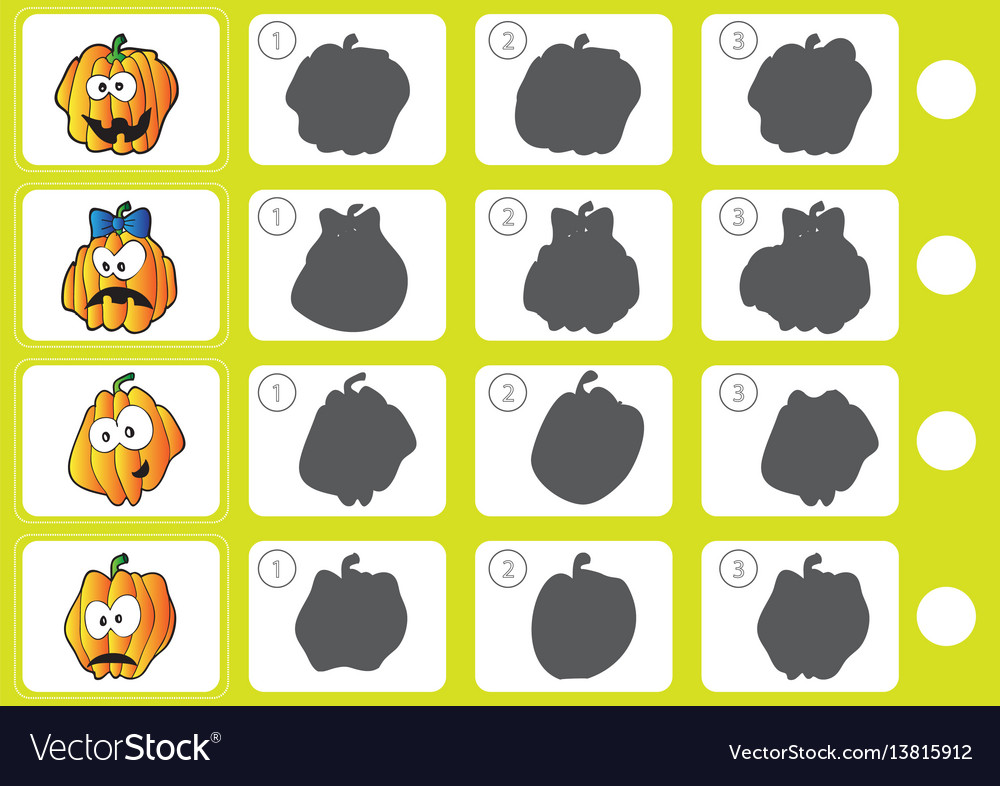 Match shadow - worksheet for education vector image Match shadow - worksheet for education