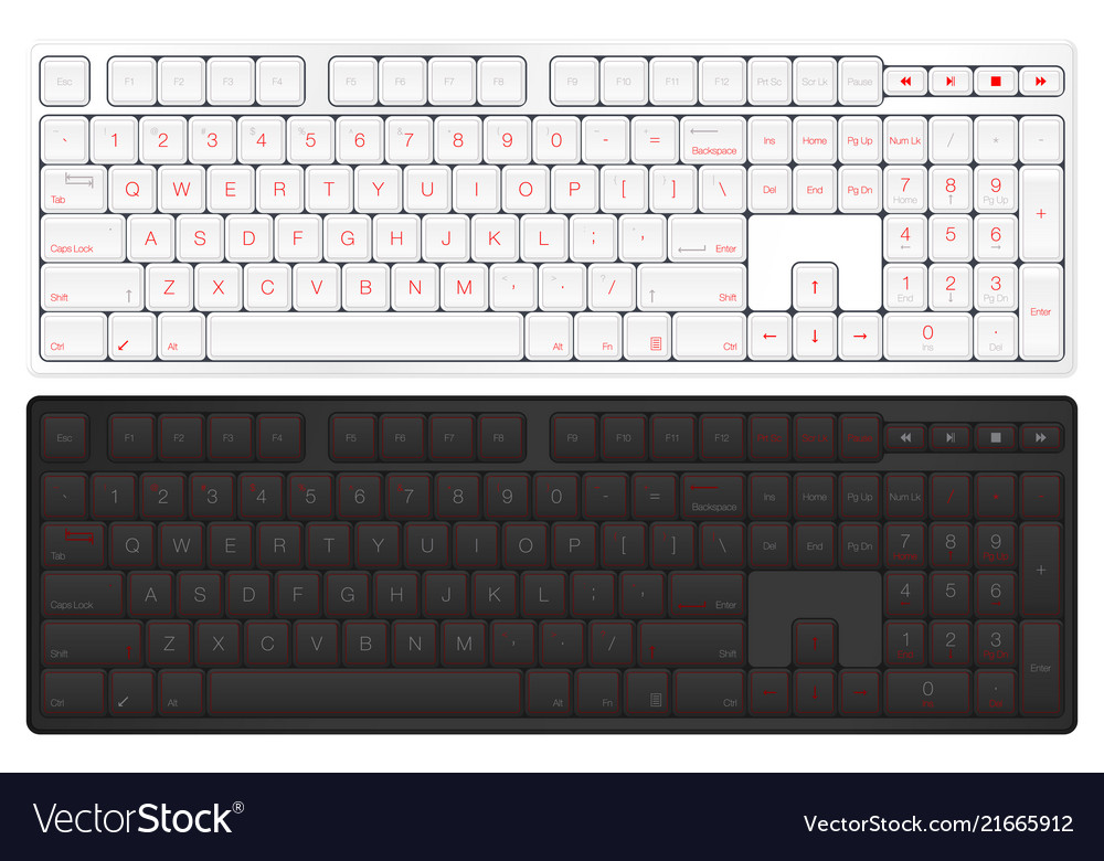 Realistic keyboard top view computer Vector Image Realistic keyboard top view computer