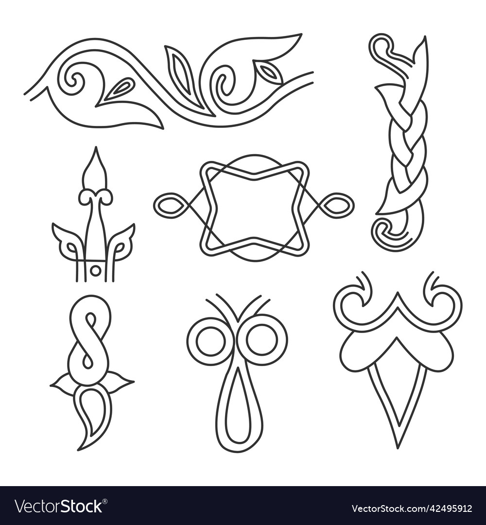 Set of text vignettes and rosettes clipart