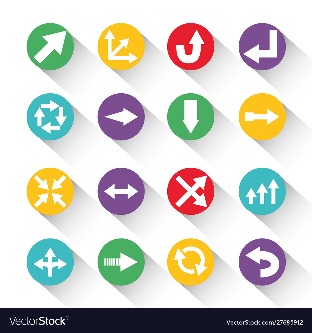 Runde Block-Farbpfeile Symbole mit Schatten Vector Image Runde Block-Farbpfeile Symbole mit Schatten
