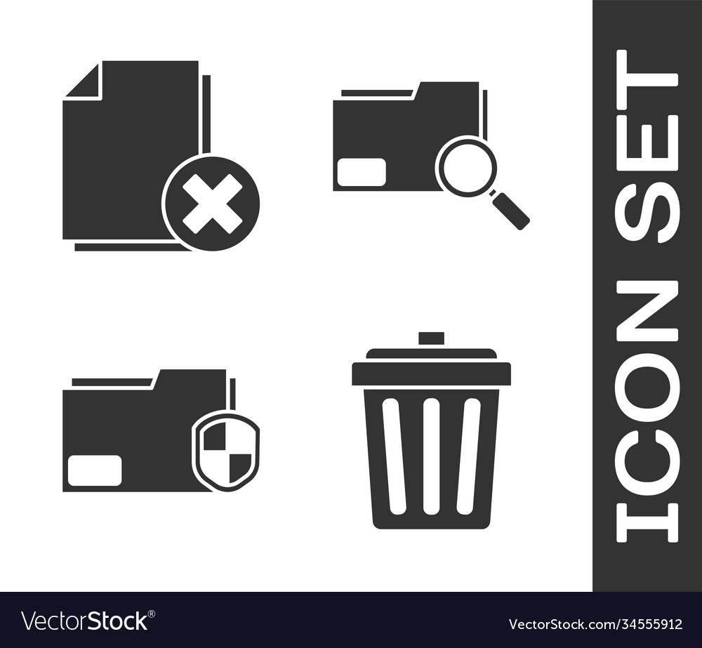 Set trash can delete file document vector image Set trash can delete file document