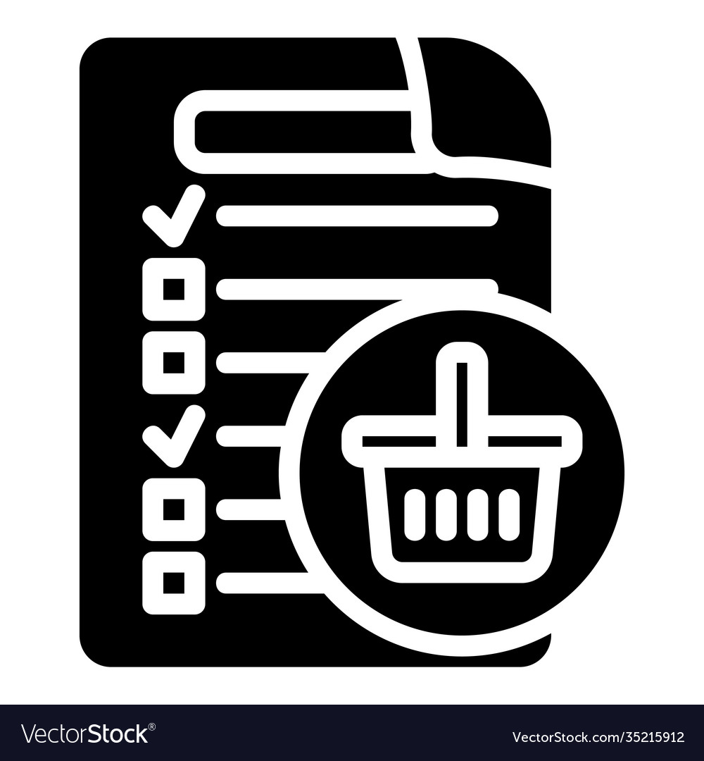 Shopping list icon in solid style for any projects vector image Shopping list icon in solid style for any projects
