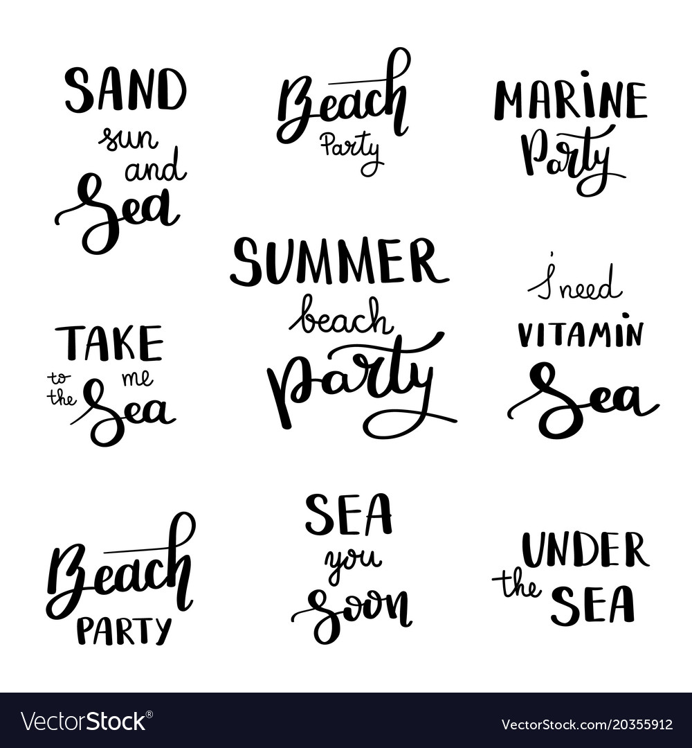 Summer hand drawn brush letterings