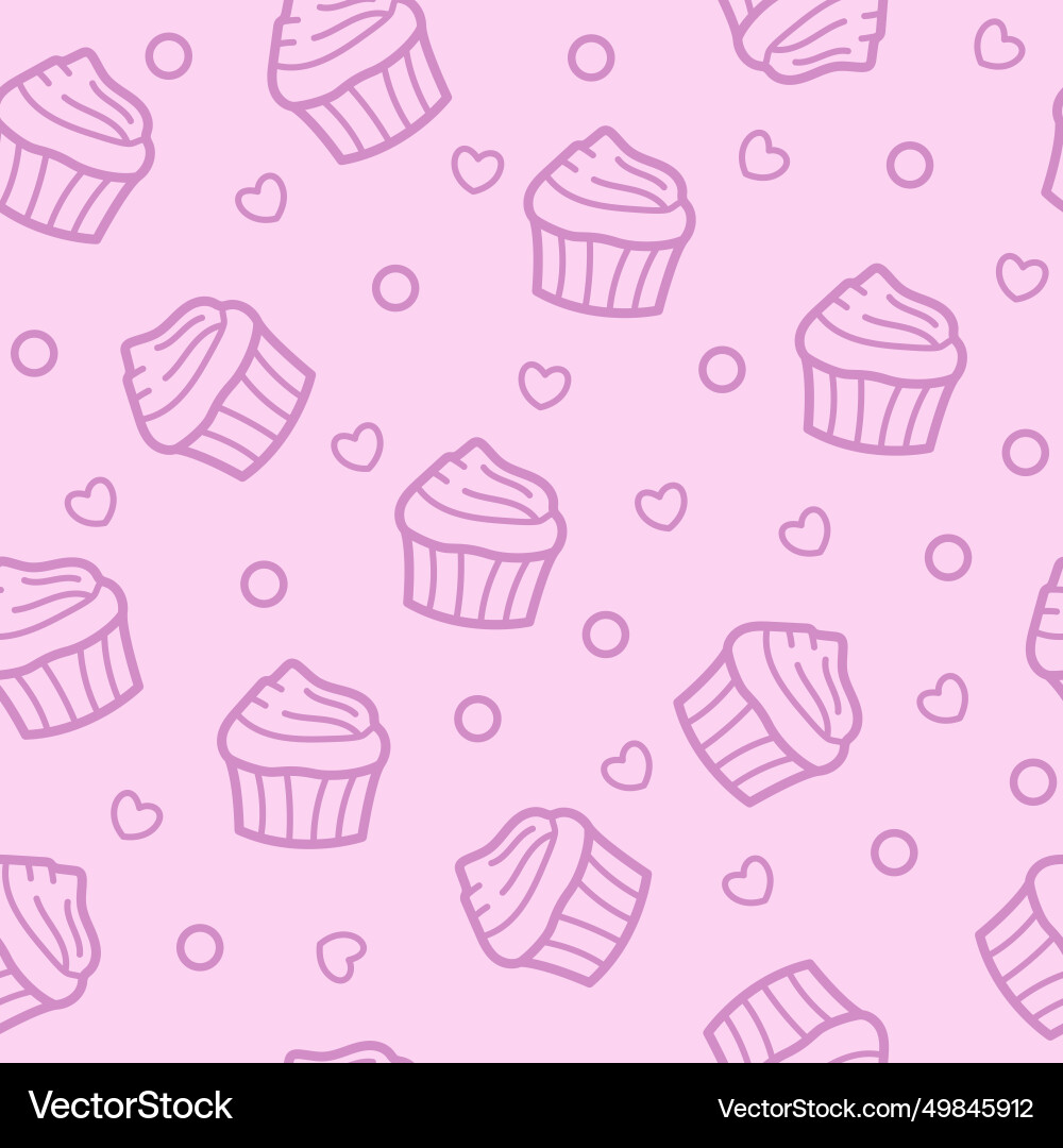 Sweet cupcake seamless pattern bakery pattern Vector Image