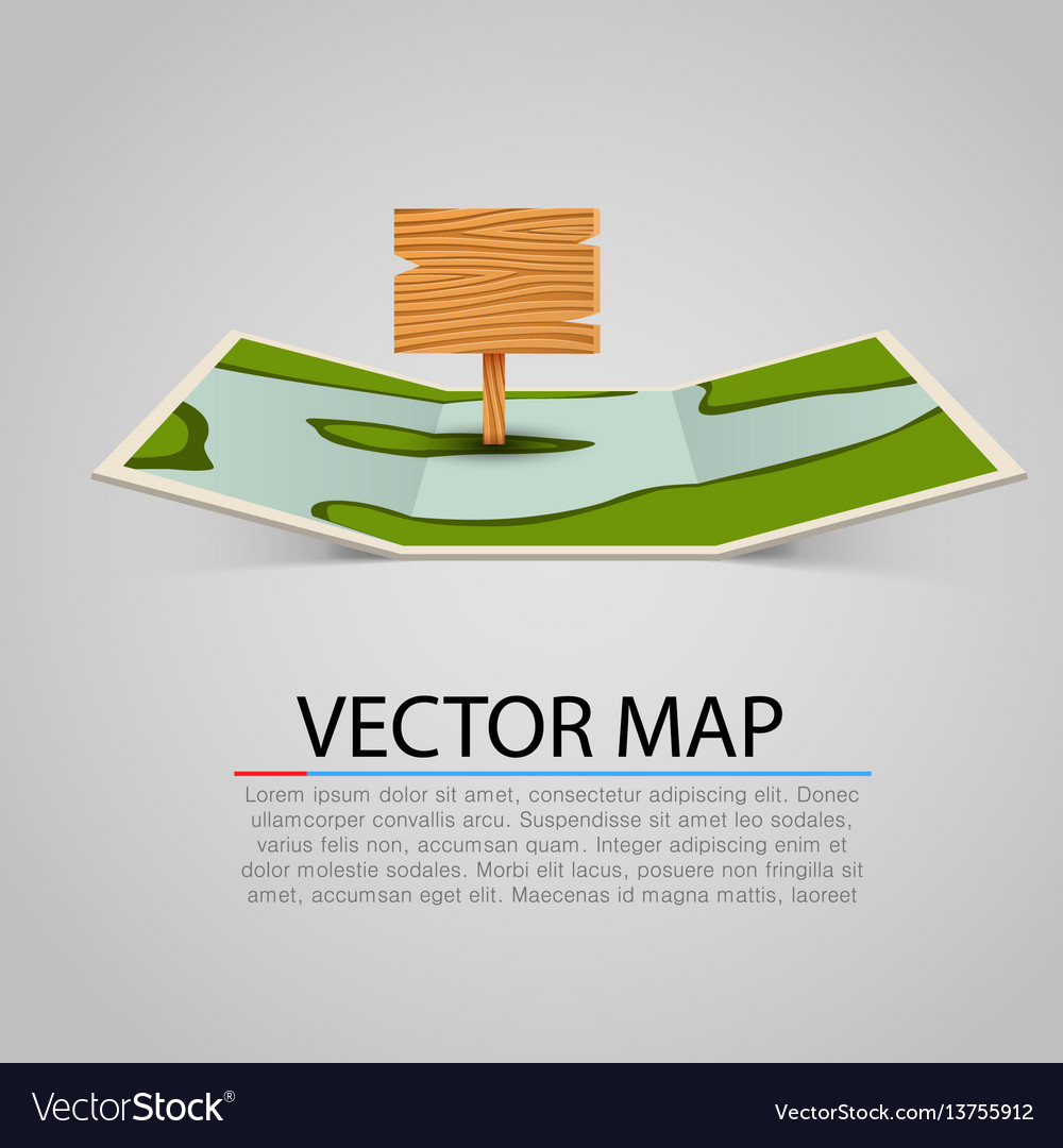 Wooden Pointer on Paper Map