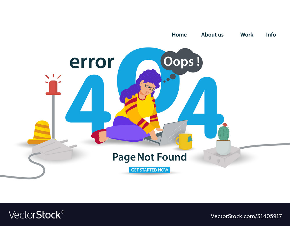 Banner oops 404 error page not found internet vector image Banner oops 404 error page not found internet