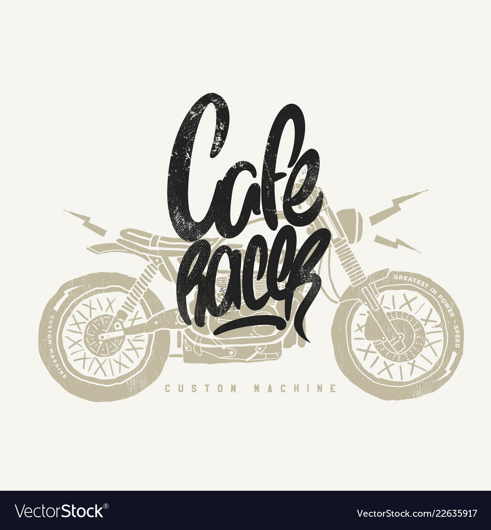 Cafe racer vintage motorcycle hand drawn t-shirt