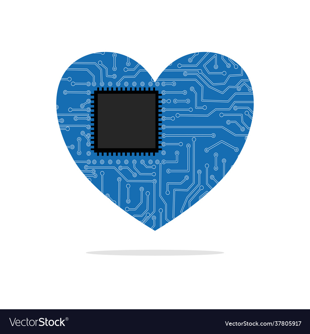 Circuit board and processor in heart Vector Image Circuit board and processor in heart