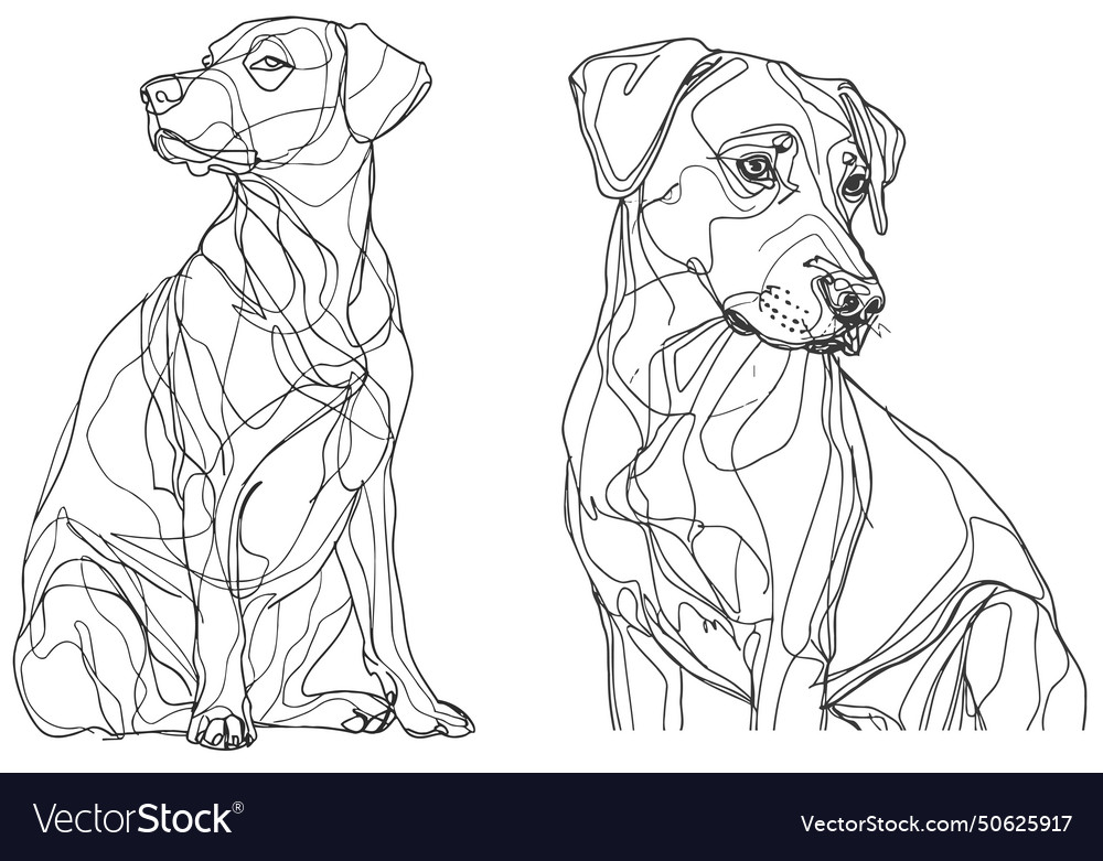 Continuous one line drawing dog Royalty Free Vector Image