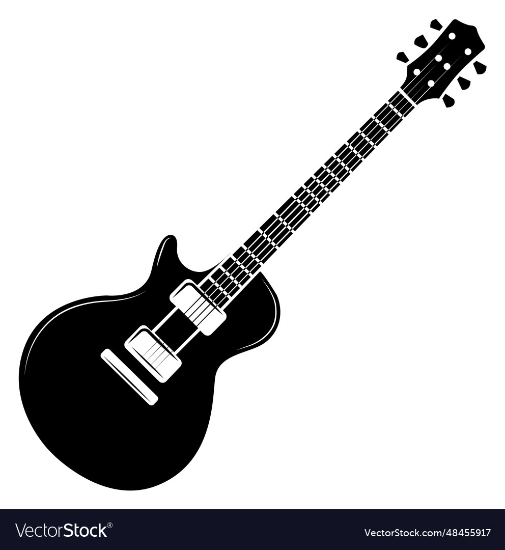 Electric guitar icon black rock band instrument Vector Image