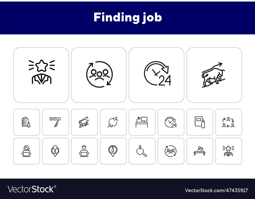 Finding job line icon set vector image Finding job line icon set