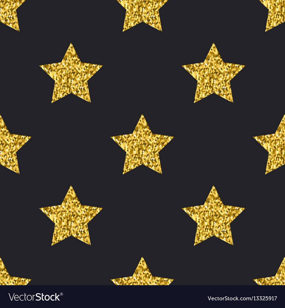 Gold glitter stars seamless pattern black Vector Image