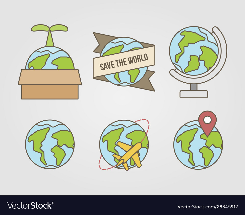 Green ecological earth icon set