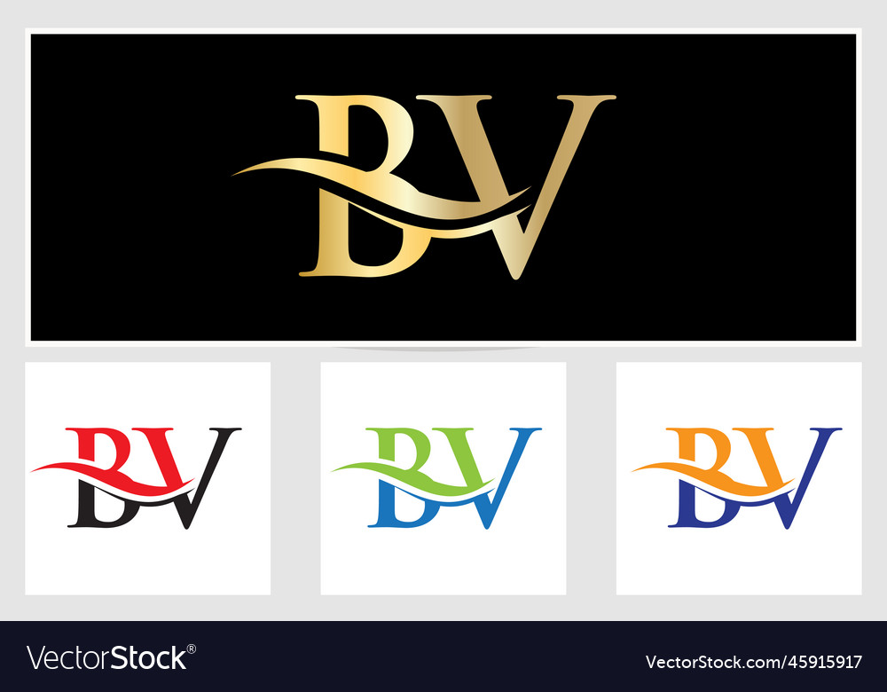 Initial monogram letter bv logo design