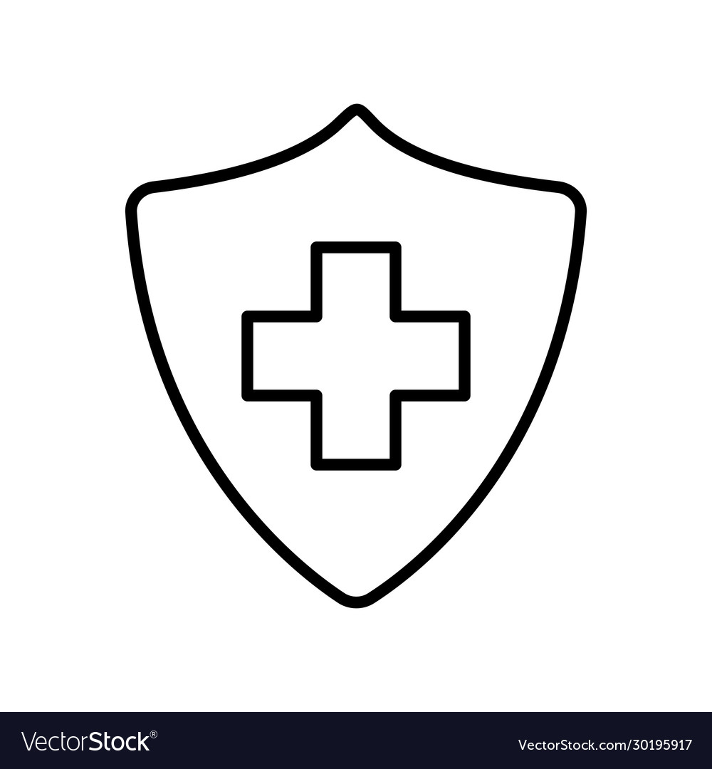 Isolated cross inside shield line style icon