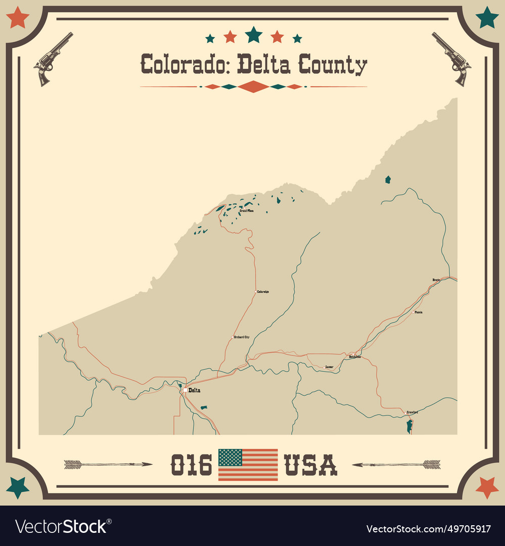 Large and accurate map of delta county colorado Vector Image