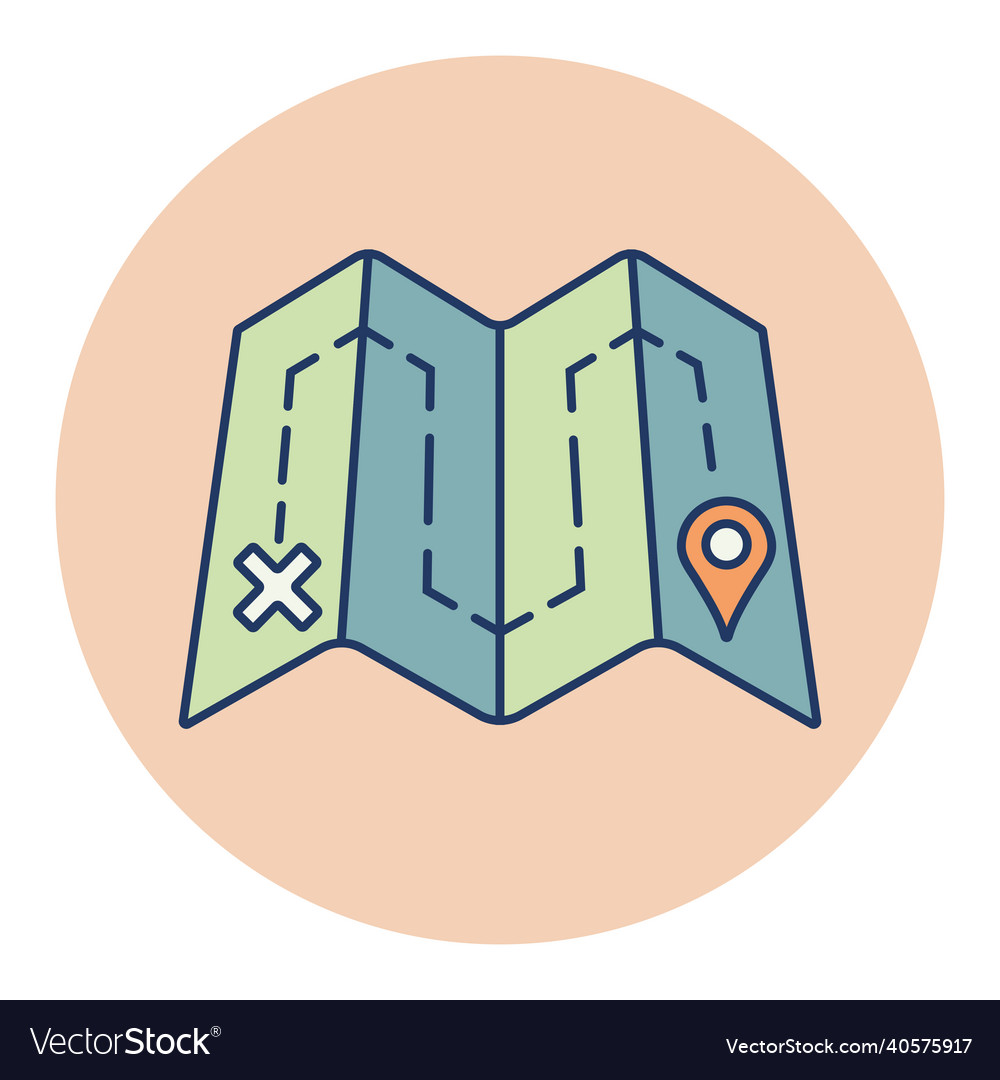 Map with route isolated icon navigation sign