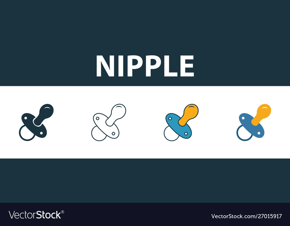 Nipple icon set four elements in different styles