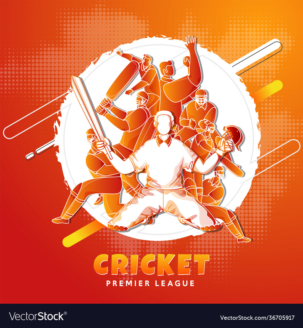 Paper cut style cricket player team in different vector image Paper cut style cricket player team in different