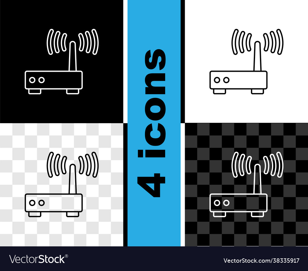 Set line router and wi-fi signal icon isolated vector image Set line router and wi-fi signal icon isolated