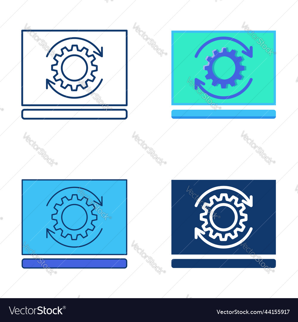 Software updates icon set in flat and line style vector image Software updates icon set in flat and line style
