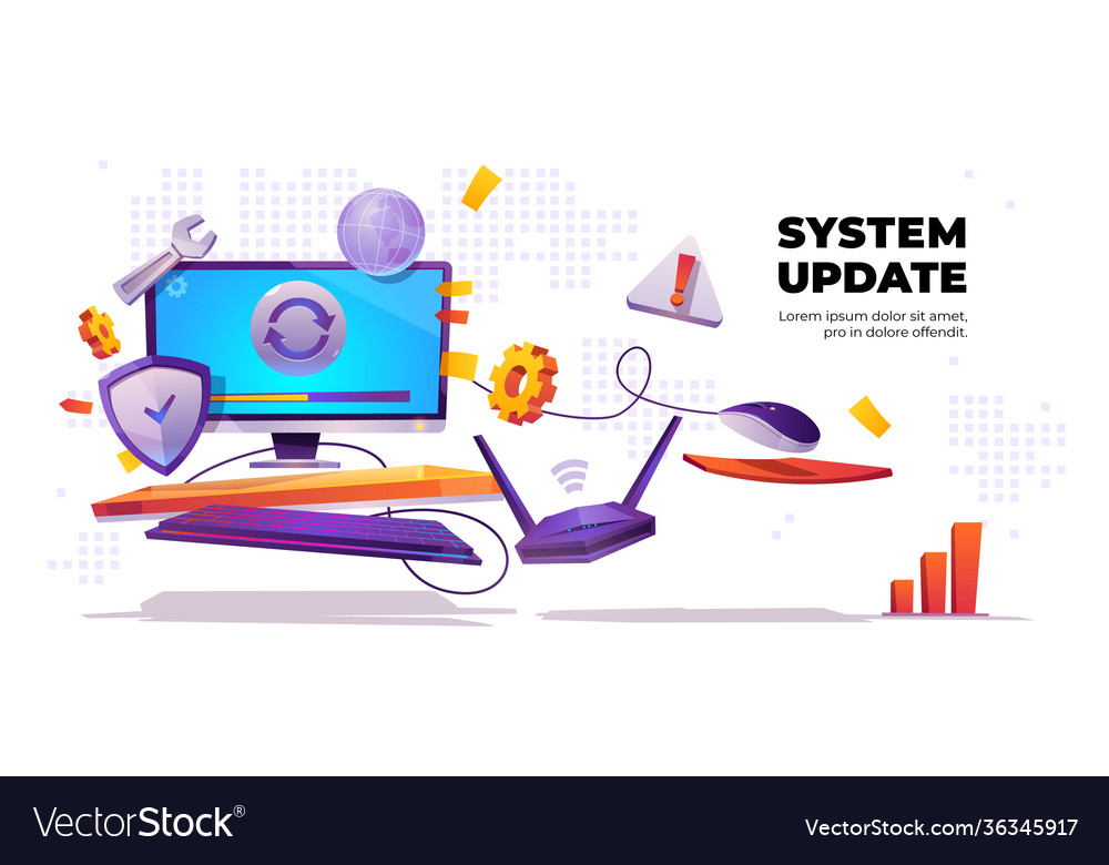 System update banner computer software install vector image System update banner computer software install
