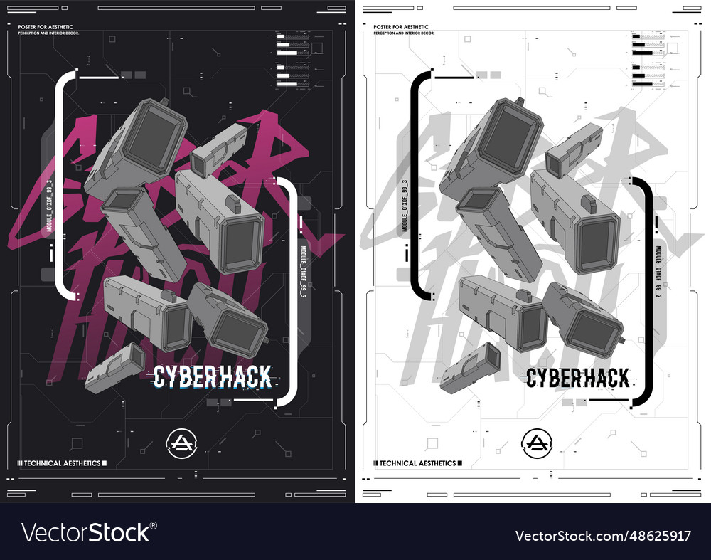 Tech abstract poster template with hud elements