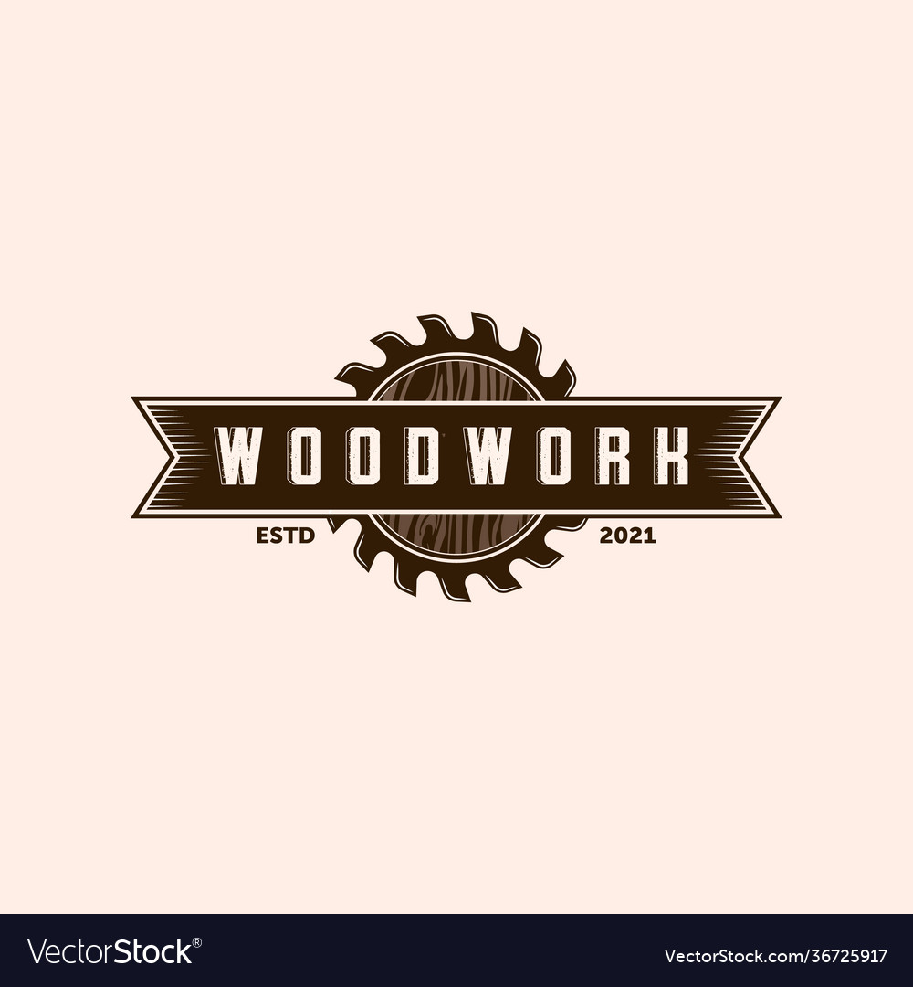 Wood work logo design template