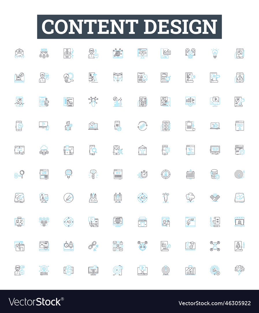 Content design line icons set vector image Content design line icons set