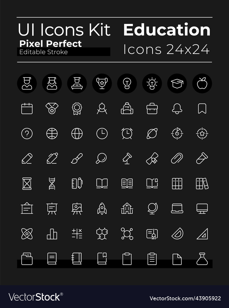 Distance learning pixel perfect white linear ui