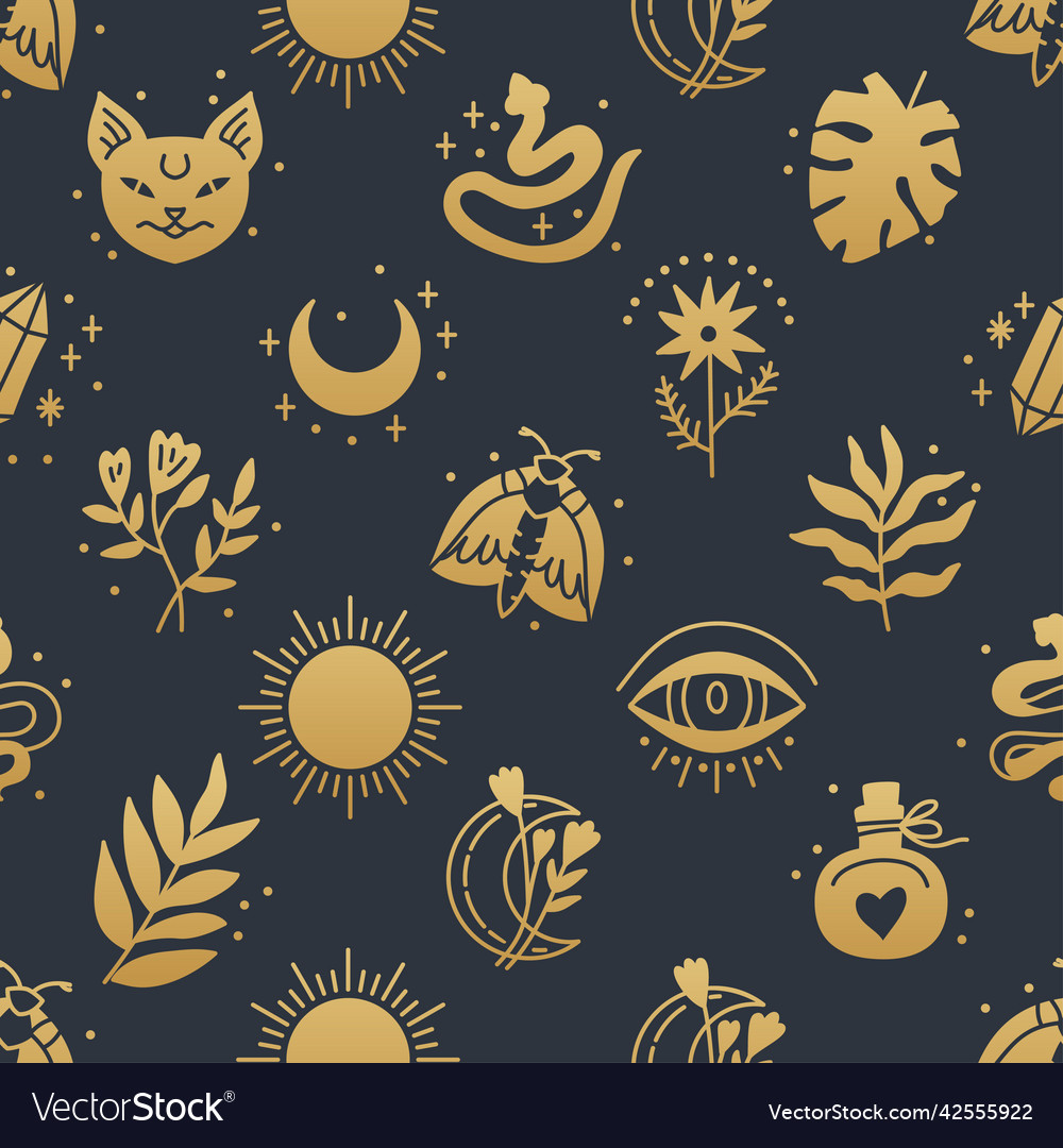Elegant celestial seamless pattern with boho vector image Elegant celestial seamless pattern with boho