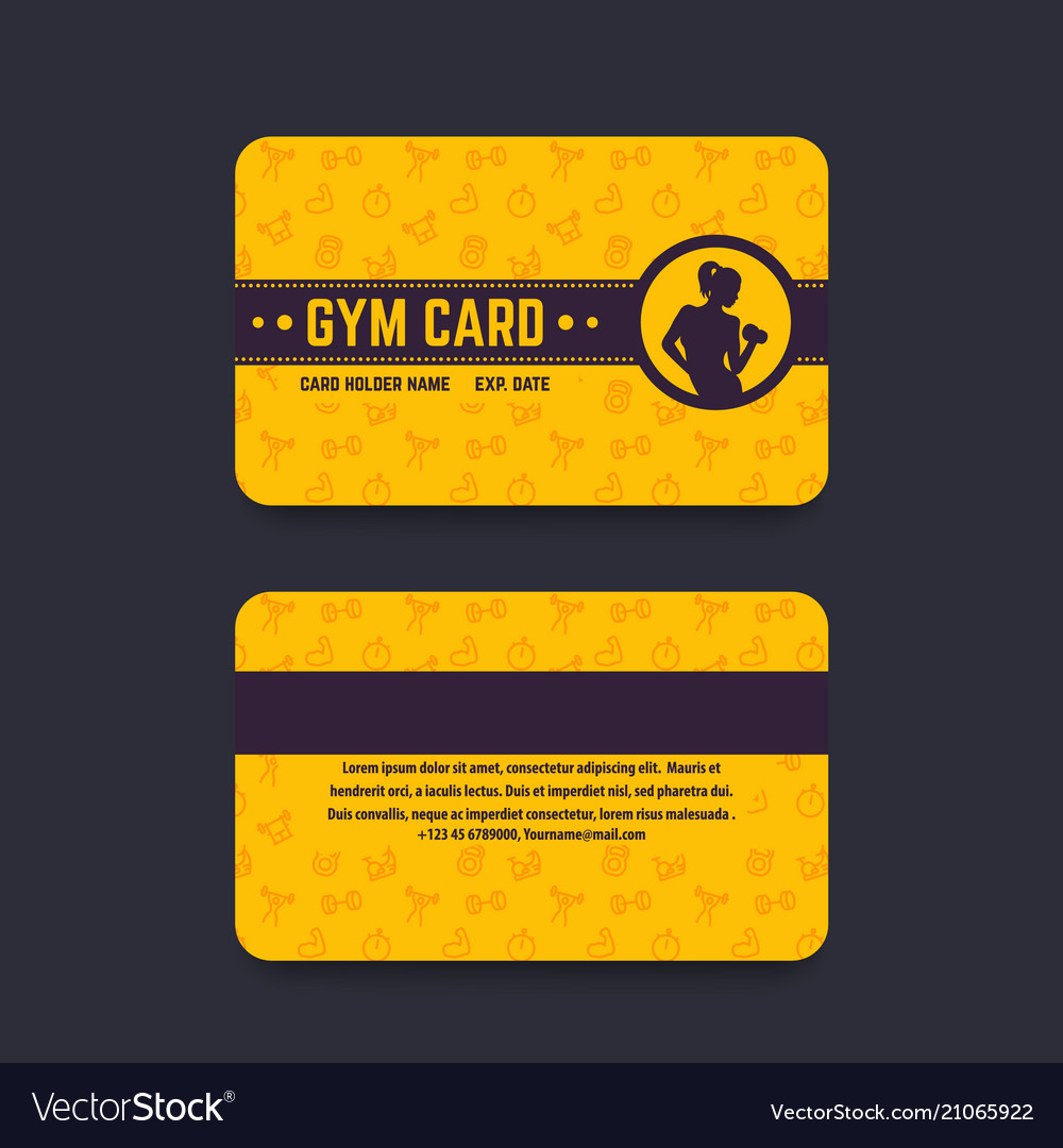 Fitness club gym card template Royalty Free Vector Image Pertaining To Gym Membership Card Template