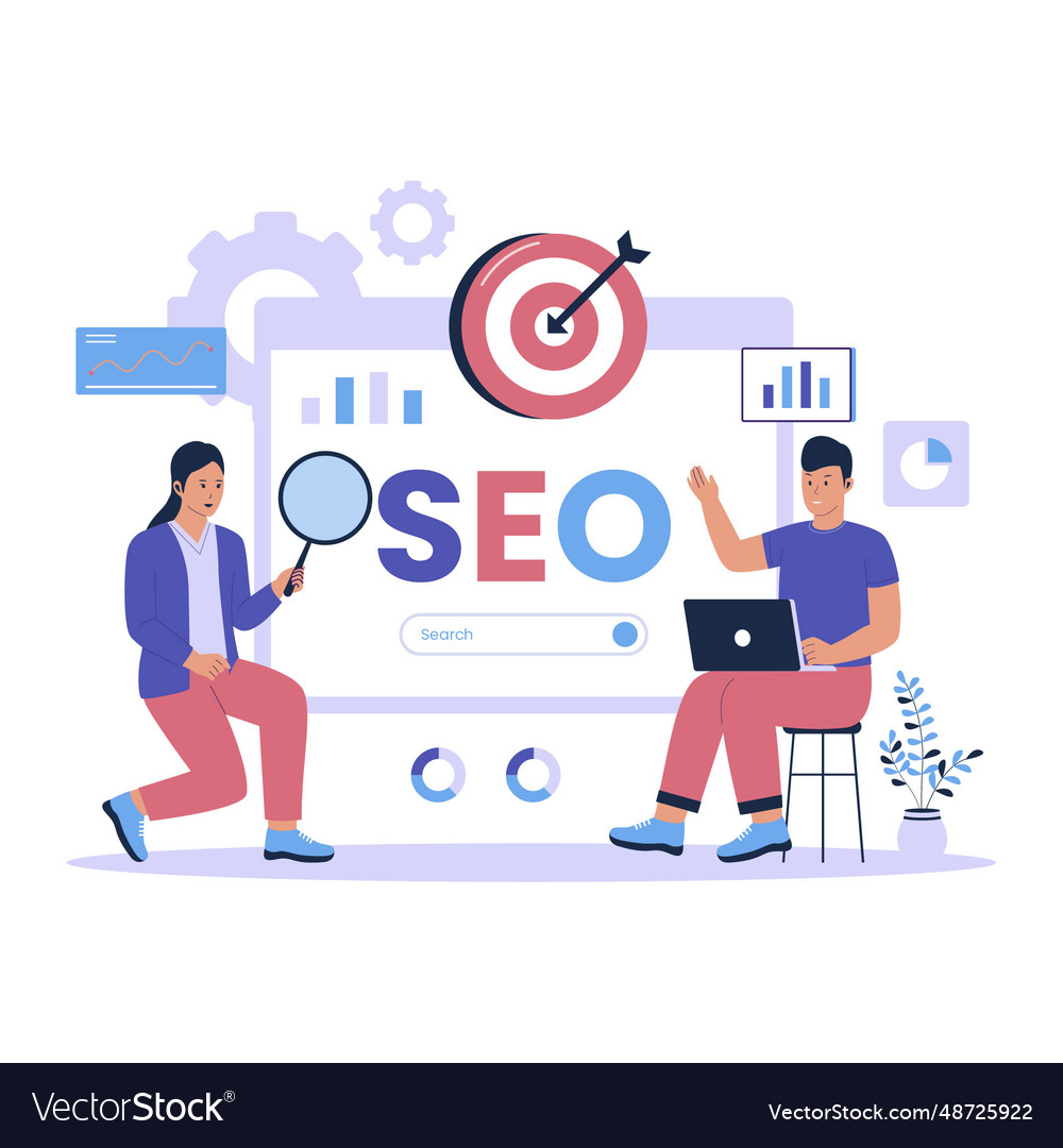 Flat design of search engine optimization vector image Flat design of search engine optimization