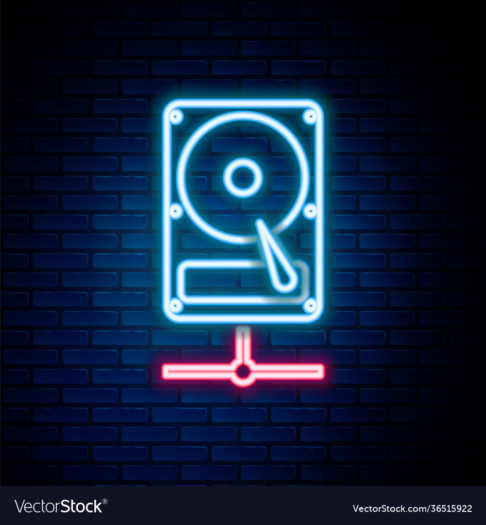 Glowing neon line hard disk drive on sharing Vector Image