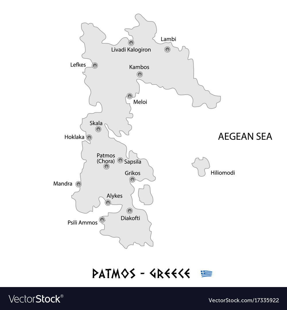 Island of patmos in greece white map