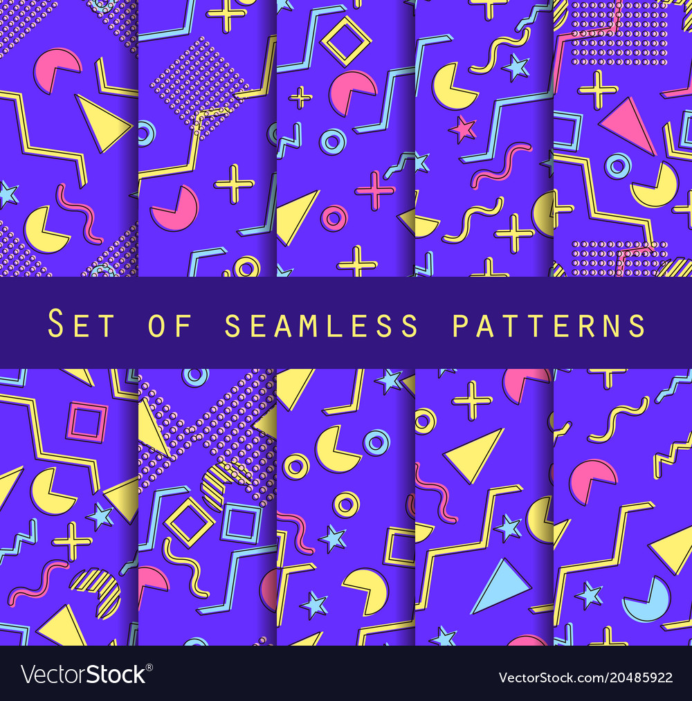 Memphis seamless pattern set geometric elements