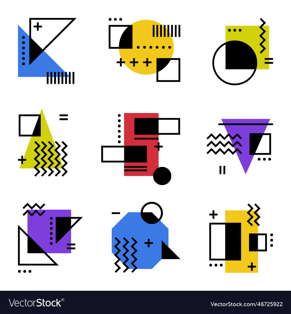Modern geometric shapes in minimal style and basic vector image Modern geometric shapes in minimal style and basic