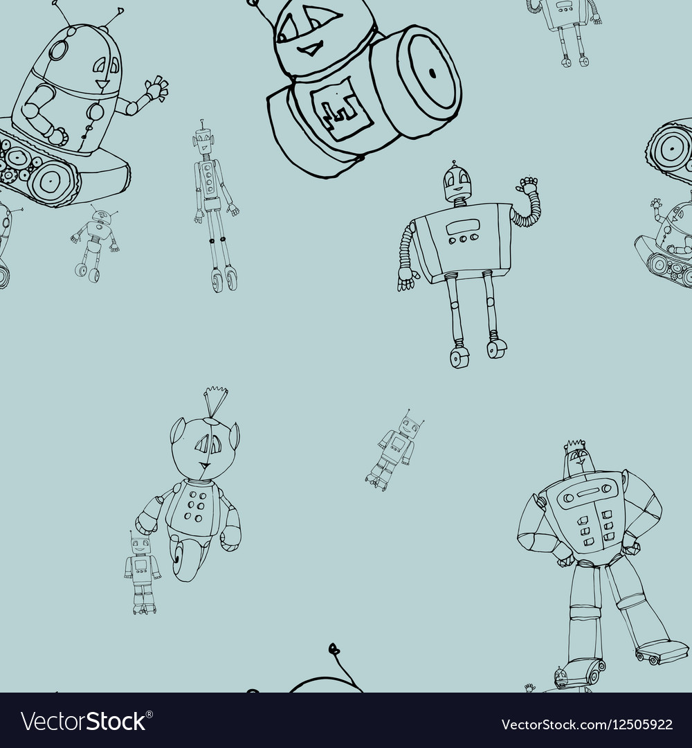 Robot doodles pattern
