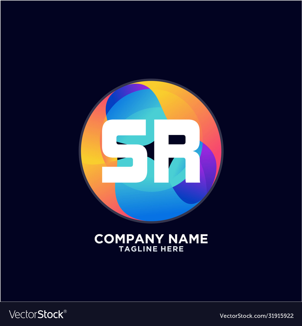 Sr initial logo with colorful circle template