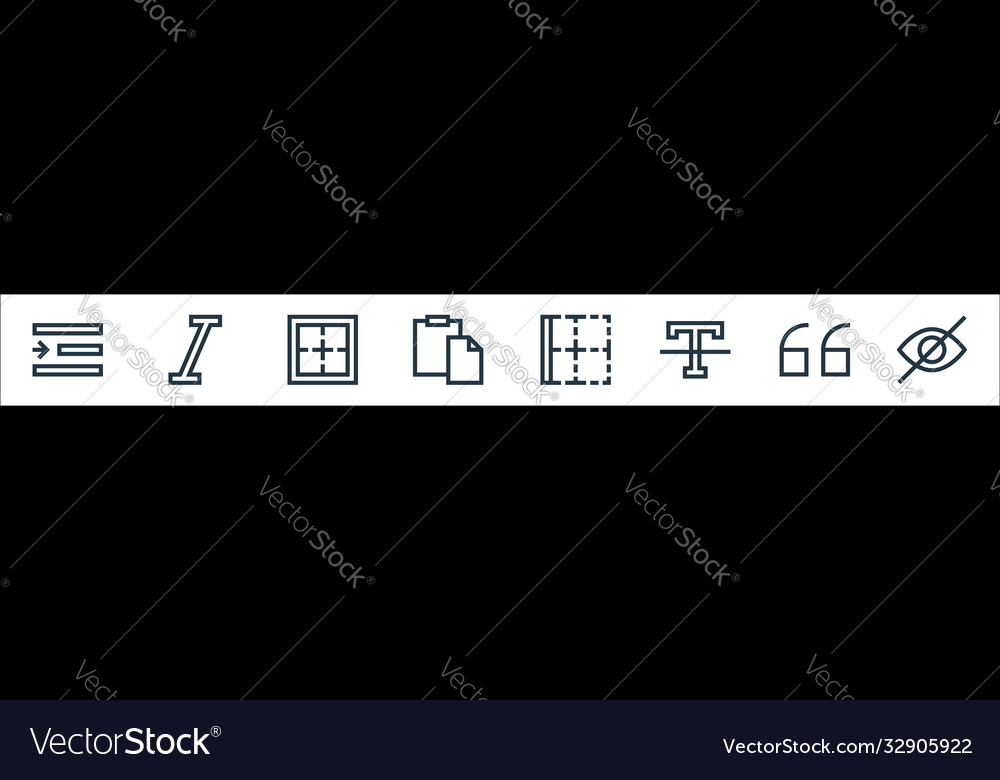Text editor line icons linear set quality vector image Text editor line icons linear set quality