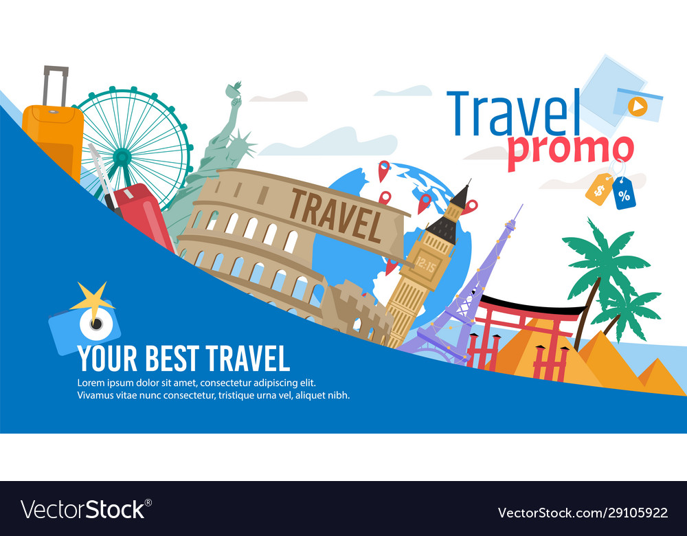 Touristic route or tour flat promo banner Vector Image