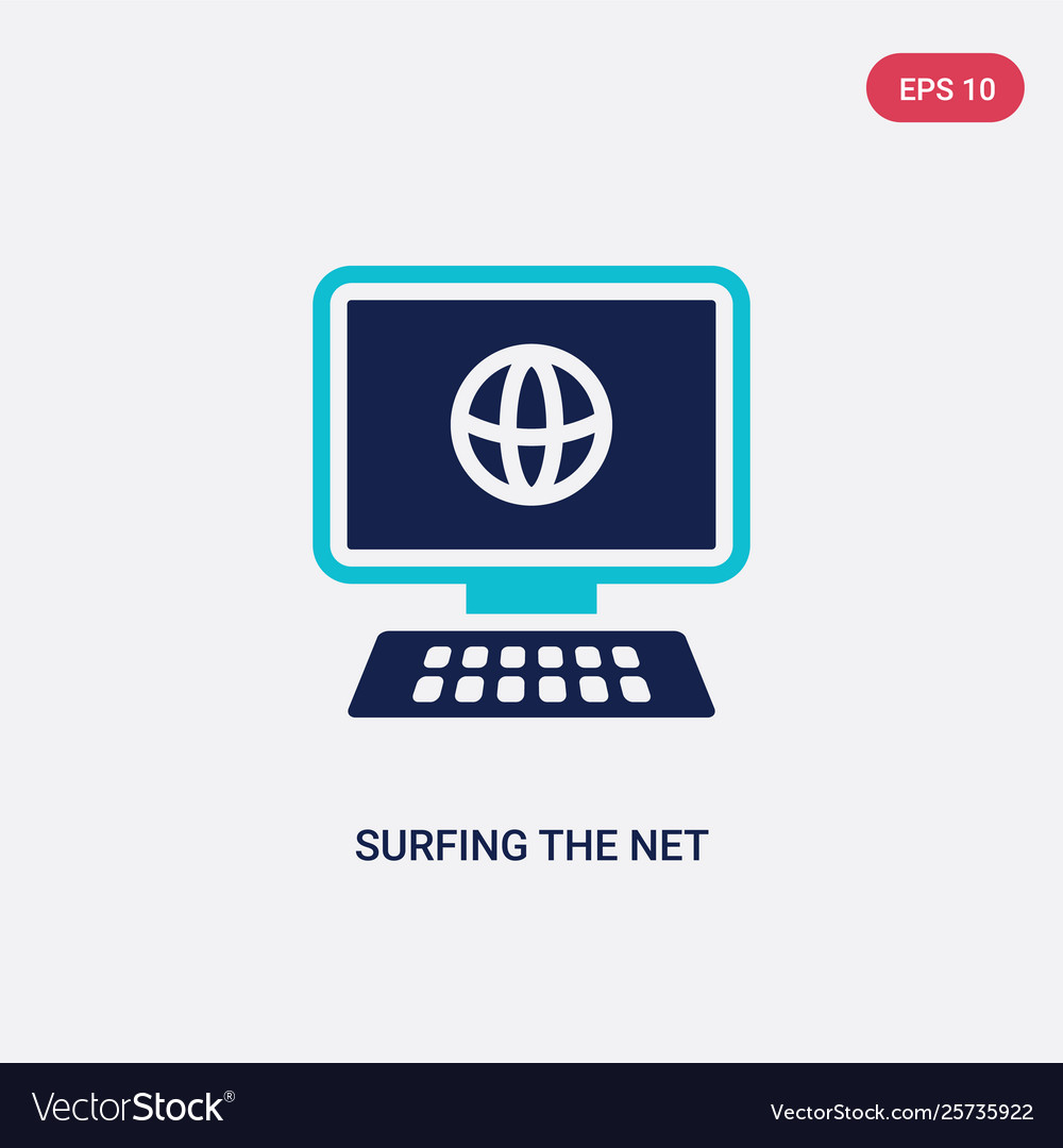 Two Color Surfing Net Icon From Computer Vector Image