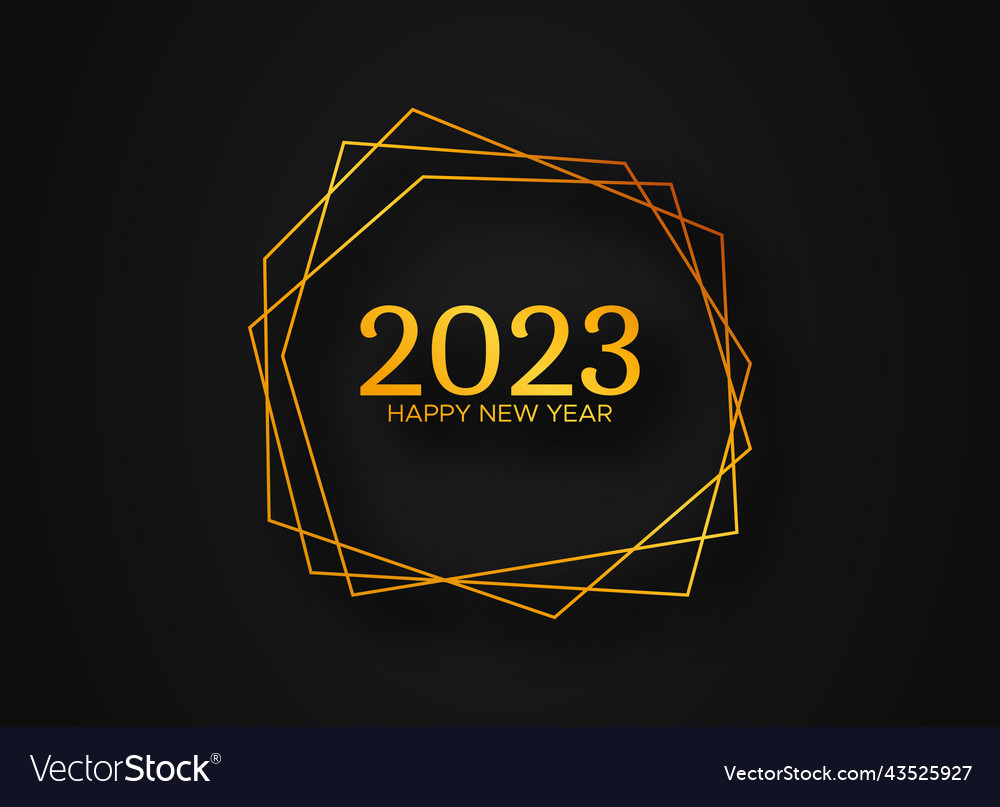 2023 happy new year gold geometric polygonal vector image 2023 happy new year gold geometric polygonal