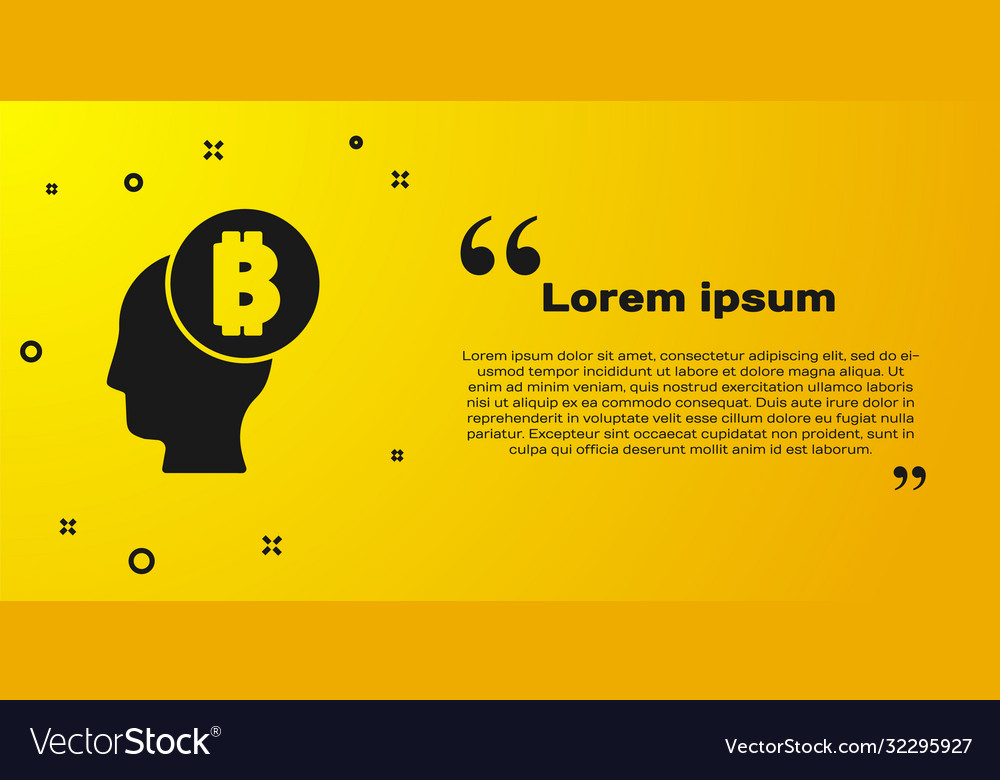 Black Bitcoin Think Icon Isolated On Yellow Vector Image